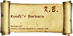 Kosár Barbara névjegykártya