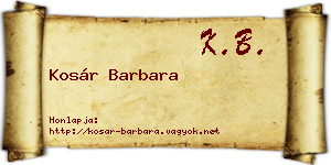 Kosár Barbara névjegykártya